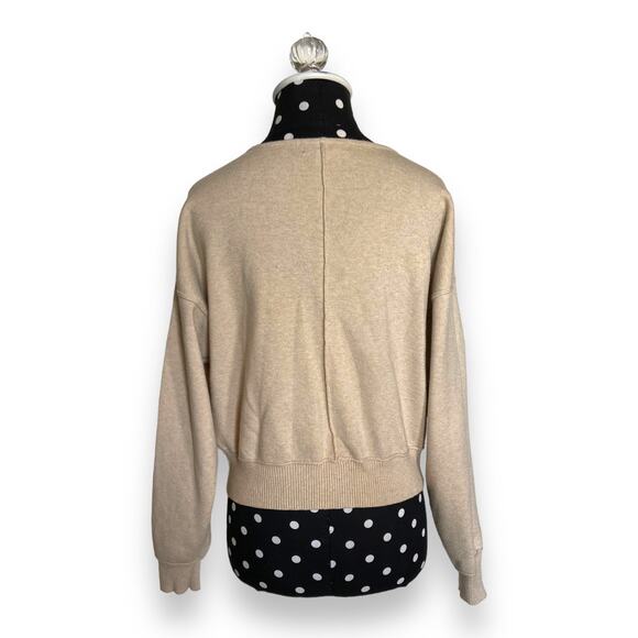 Forever 21 Womens Cardigan Sweater Size S V-Neck Drop Shoulder Beige Long Sleeve - Picture 6 of 10